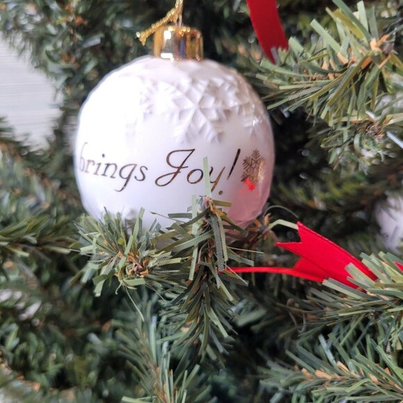 Set of 3 Christmas Ornaments Jesus Brings Joy Peace Hope White Ceramic - Picture 6 of 8